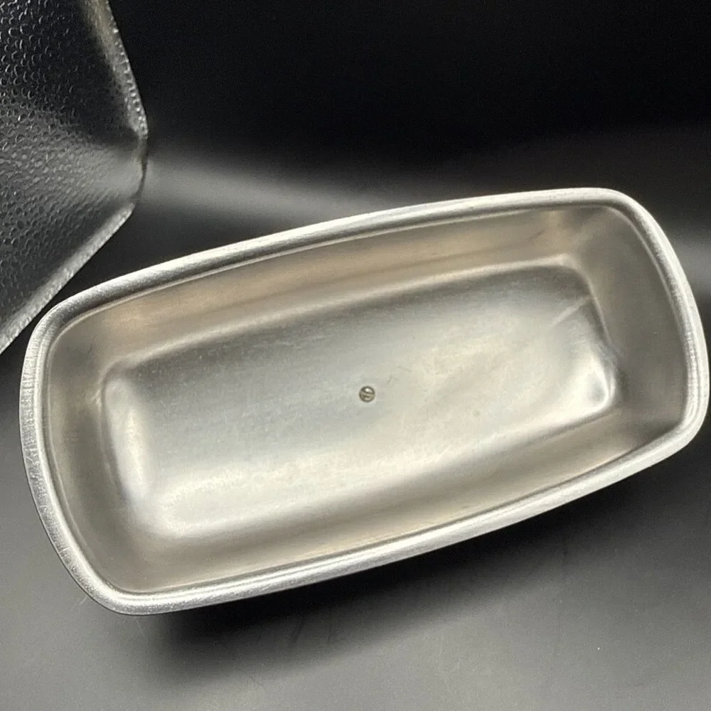 3 Piece Stainless Steel Covered Butter Dish Glass Insert/lid Mid century Modern